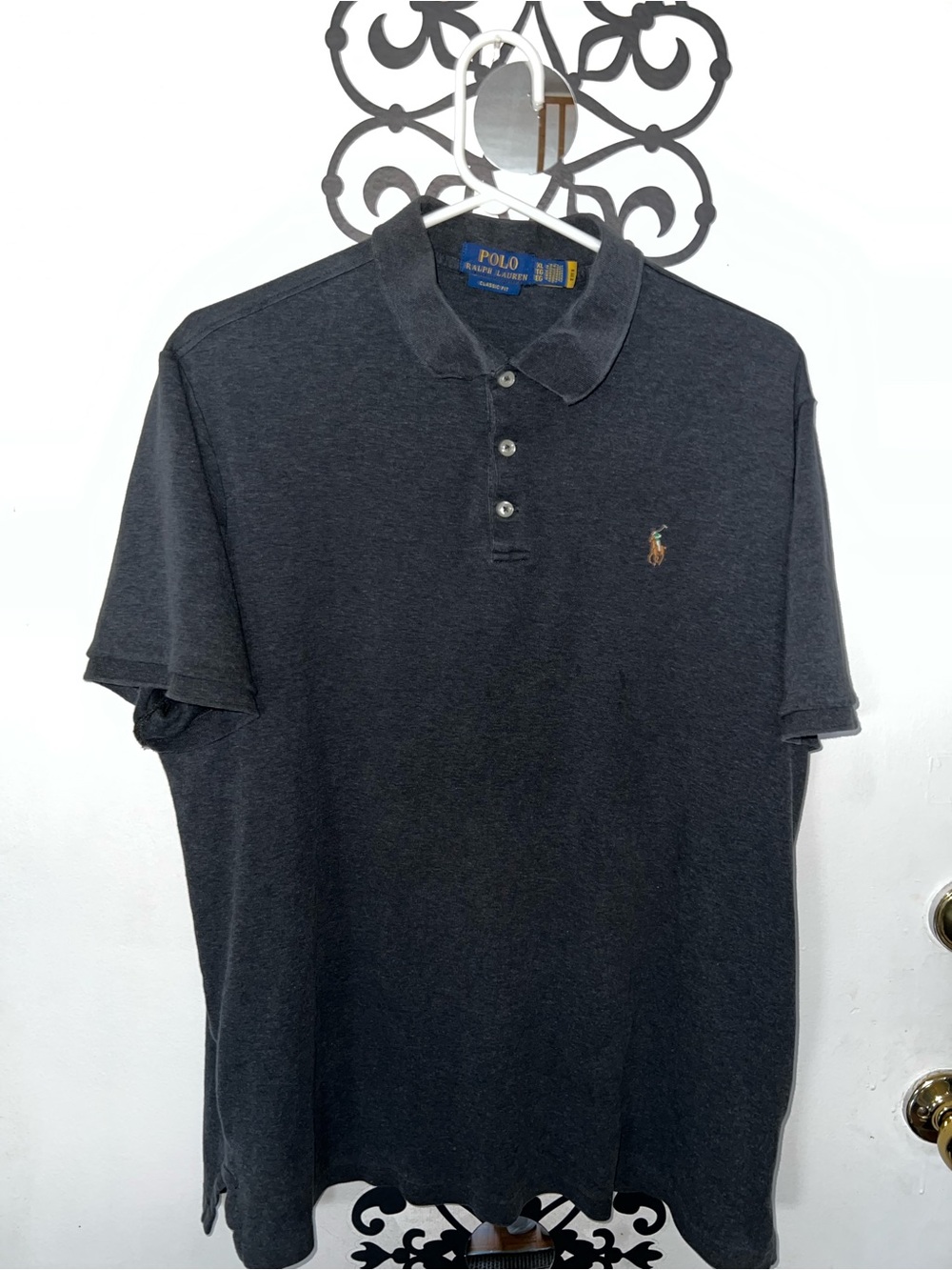 Ralph Lauren Dark Gray Polo Shirt with Embroidered Pony